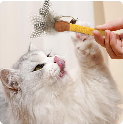 Cat Chew Sticks Catnip Chew Toys With Feather Funny Cat
