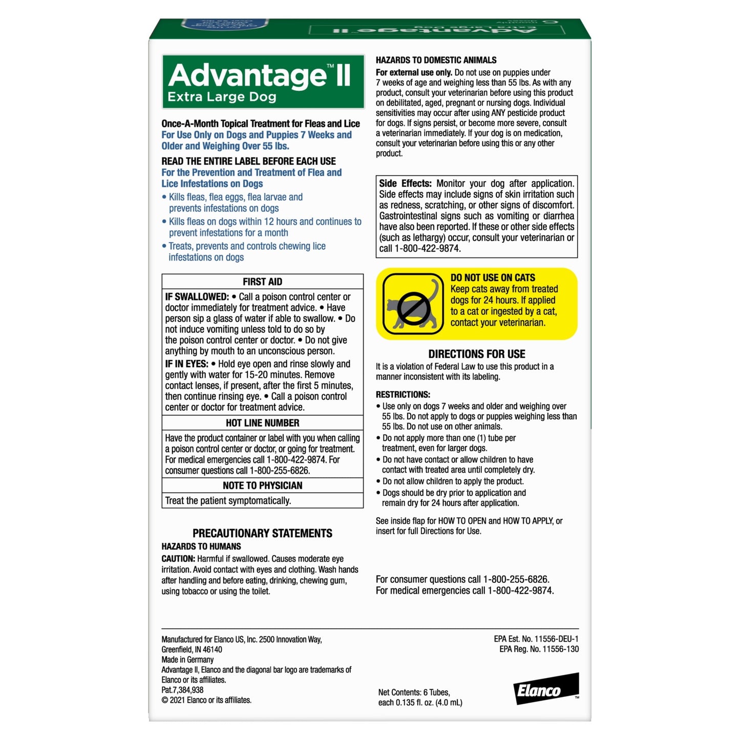 Advantage II flea and tick medication 55 lbs and up for extra large dogs, providing effective pest control