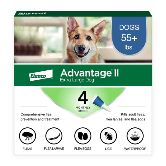 Advantage II Waterproof Flea Medicine Extra Large Dog for comprehensive flea protection with 4 monthly doses