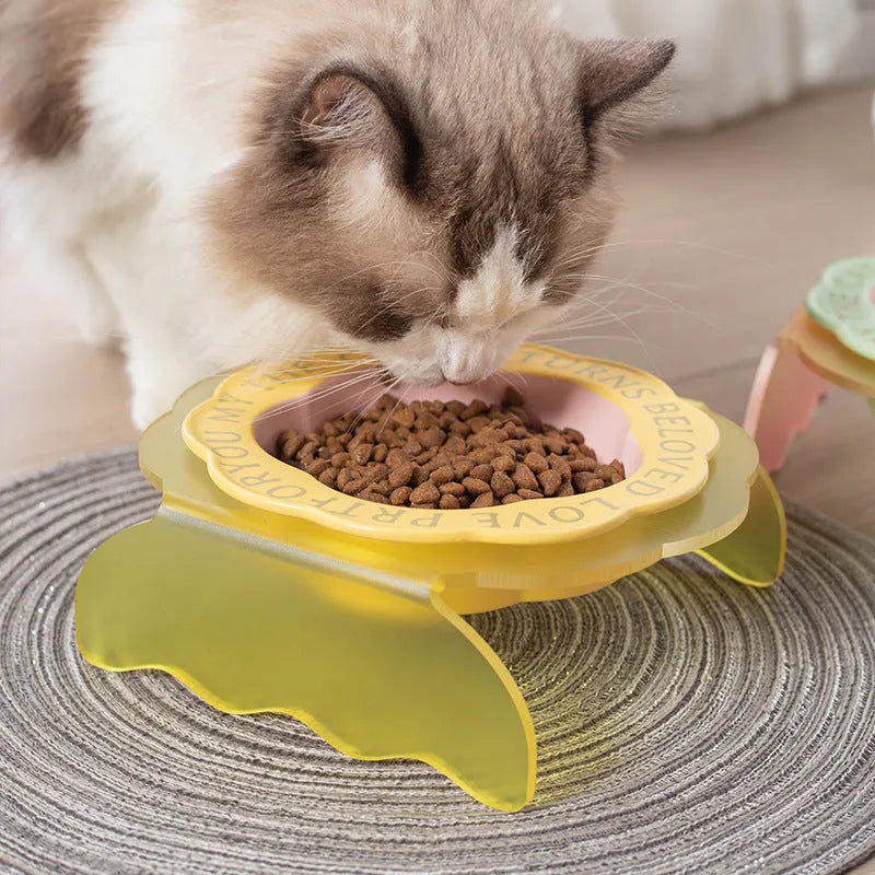 Elegant Lace Ceramic Anti-Tumble Cat Bowl by Purrfect Pet Kingdom in pink, 18.12 oz, perfect for stable dining for your cat.