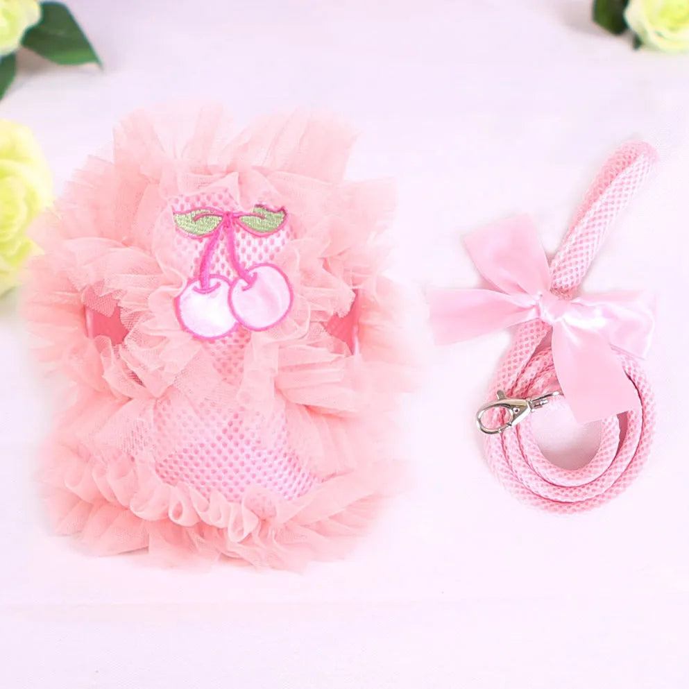 Elegant Lace Dog Harness and Leash Set by Purrfect Pet Kingdom in pink, size XL, perfect for small pets, ideal for stylish...