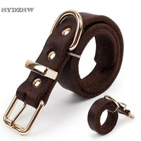 Mandotos Adjustable Leather Dog Collar With Gold Hardware