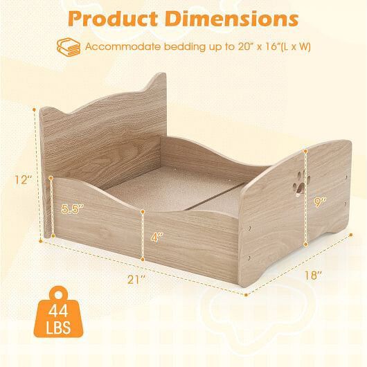 Tail Chasers elevated cat bed with frame designed for comfort and style measures 21 x 18 inches