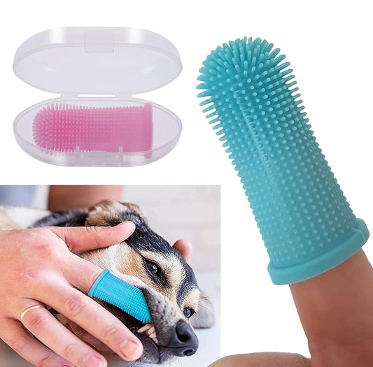Elite Dog Toothbrush Set by Purrfect Pet Kingdom with soft silicone bristles for gentle dental care