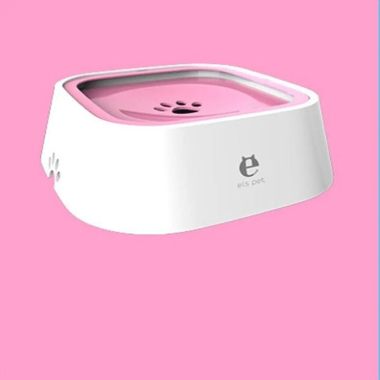 Purrfect Pet Kingdom spill proof pet water bowl in white and pink with paw print design