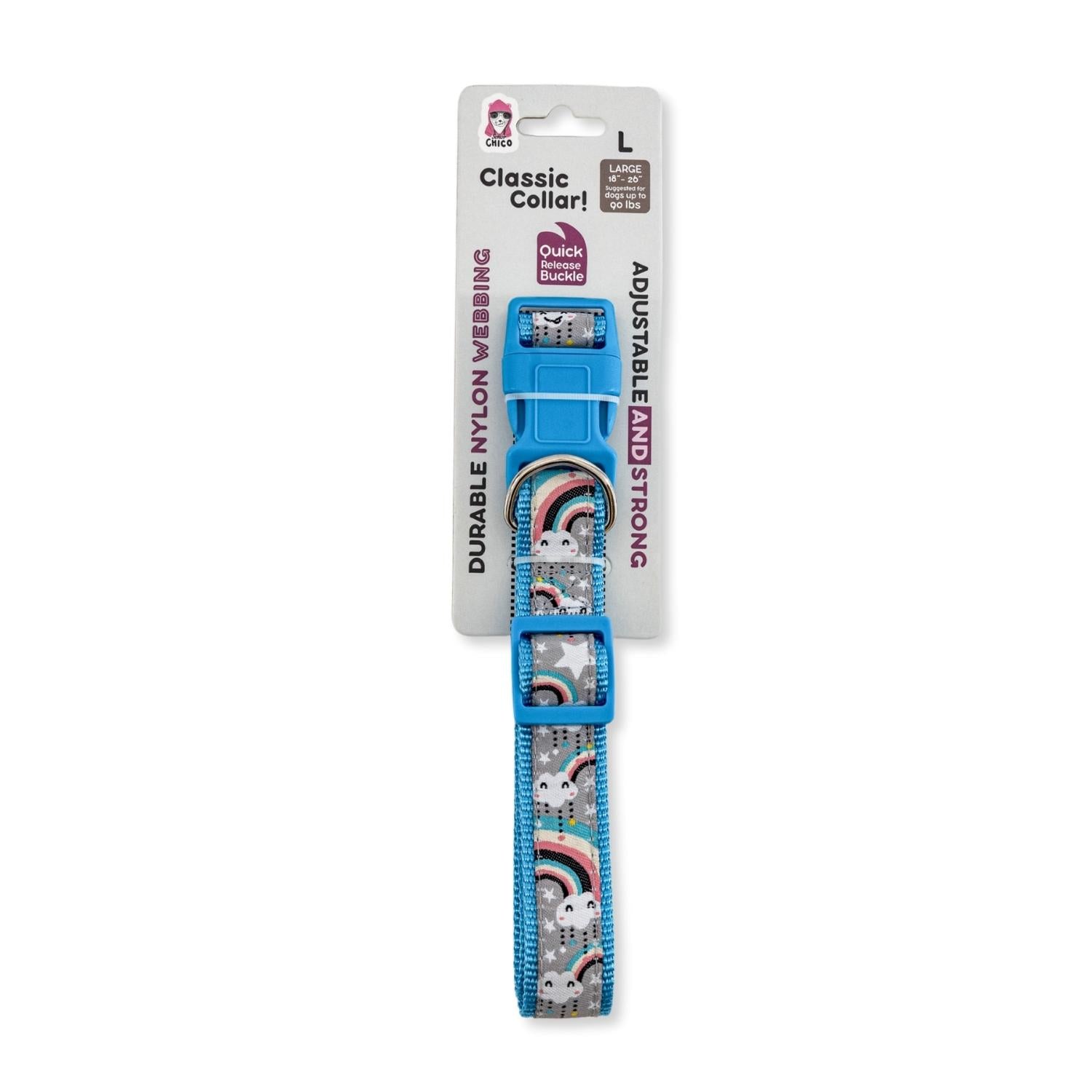 Dog Collar Nylon Collar with Embroidered Rainbow Design - gallery product image for dog collar
