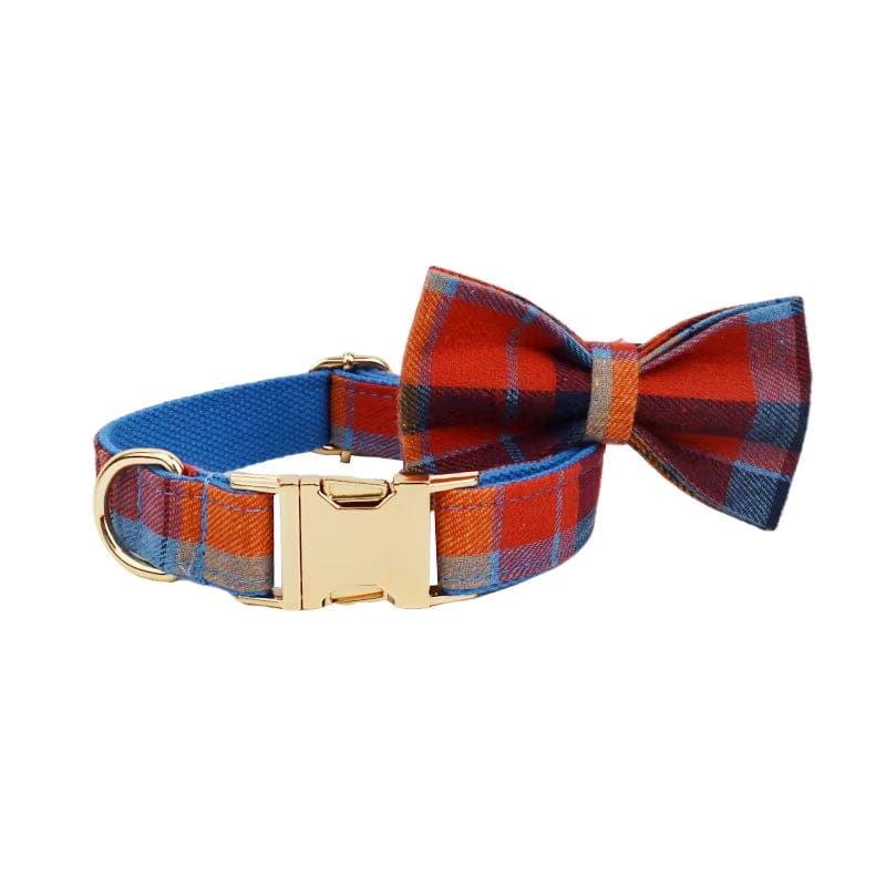 Midnight Copper Plaid Adjustable Dog Harness and Leash Bund