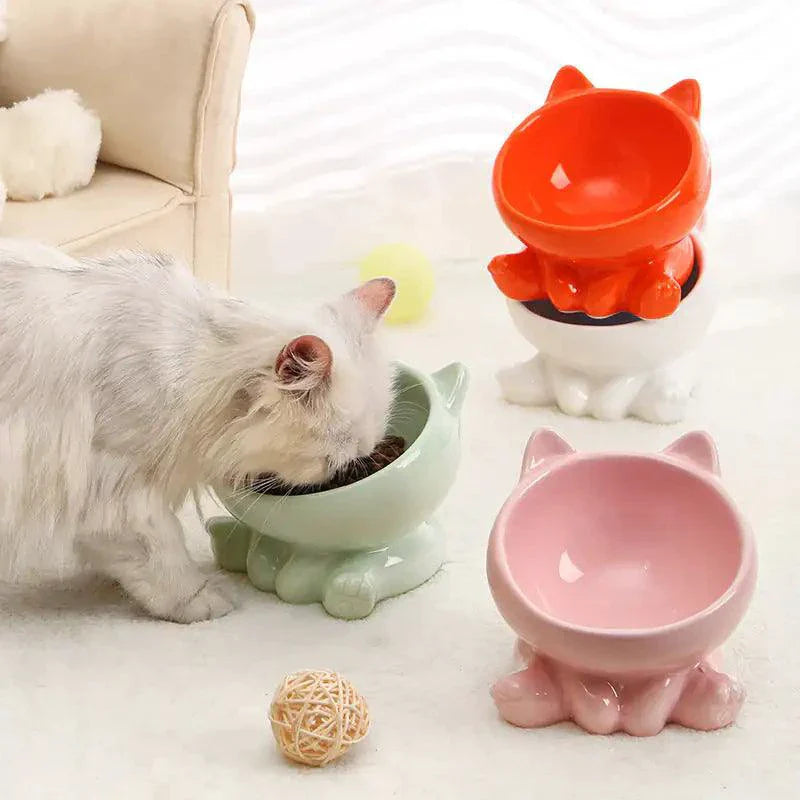 Pet Bowl Ceramic - Ergonomic Elevated Design
