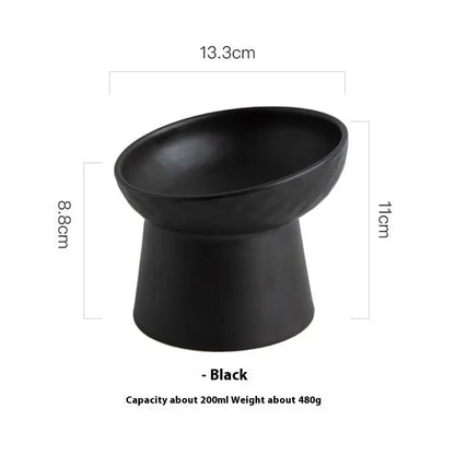 Ergonomic Elevated Ceramic Cat Bowl by Purrfect Pet Kingdom in High White, designed for healthy digestion, perfect for cats.