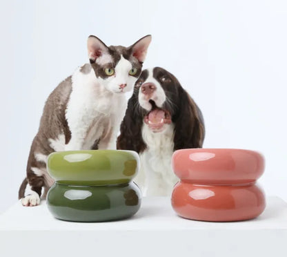 Ergonomic Elevated Pet Bowl in Rose Pink by Purrfect Pet Kingdom, designed for better digestion, perfect for stylish pets.