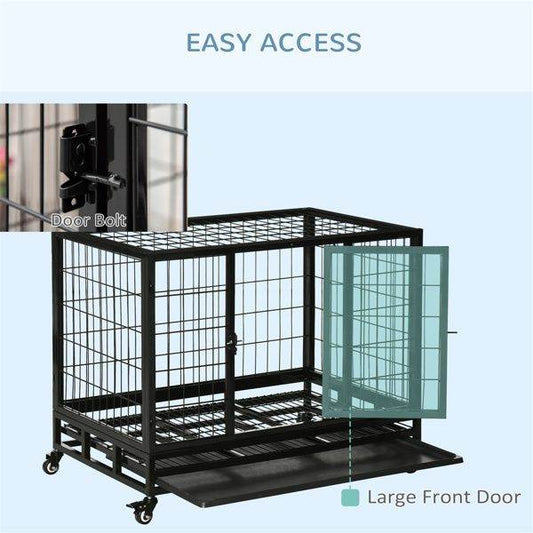 Purrfect Pet Kingdom Escape Proof Dog Crate with Wheels as picture Purrfect Pet Kingdom