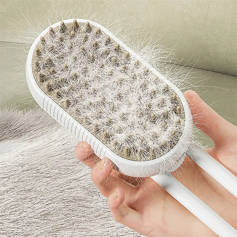 Estely - 3-in-1 Electric Steamy Pet Brush for Grooming and Massage - Dog Grooming Tools