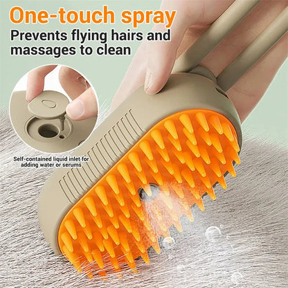 Estely - 3-in-1 Electric Steamy Pet Brush for Grooming and Massage - Dog Grooming Tools