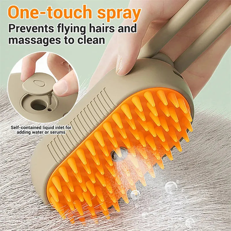 Estely - 3-in-1 Electric Steamy Pet Brush for Grooming and Massage - 0