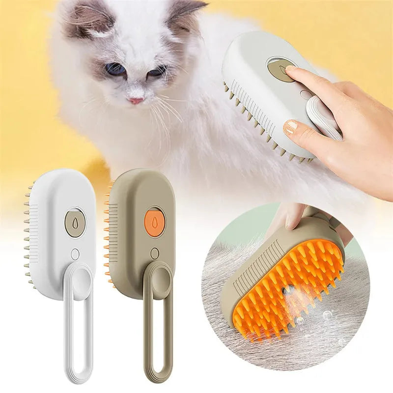 Estely - 3-in-1 Electric Steamy Pet Brush for Grooming and Massage - 0