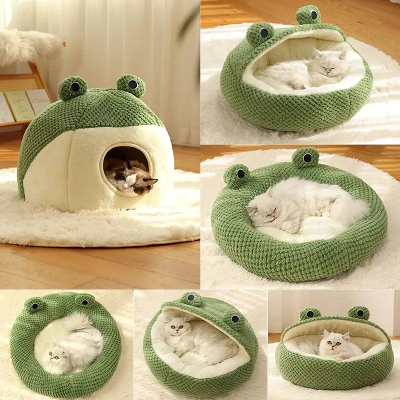Estely - Cozy Frog Plush Pet Bed for Small Dogs and Cats Under 5KG - Pet Beds