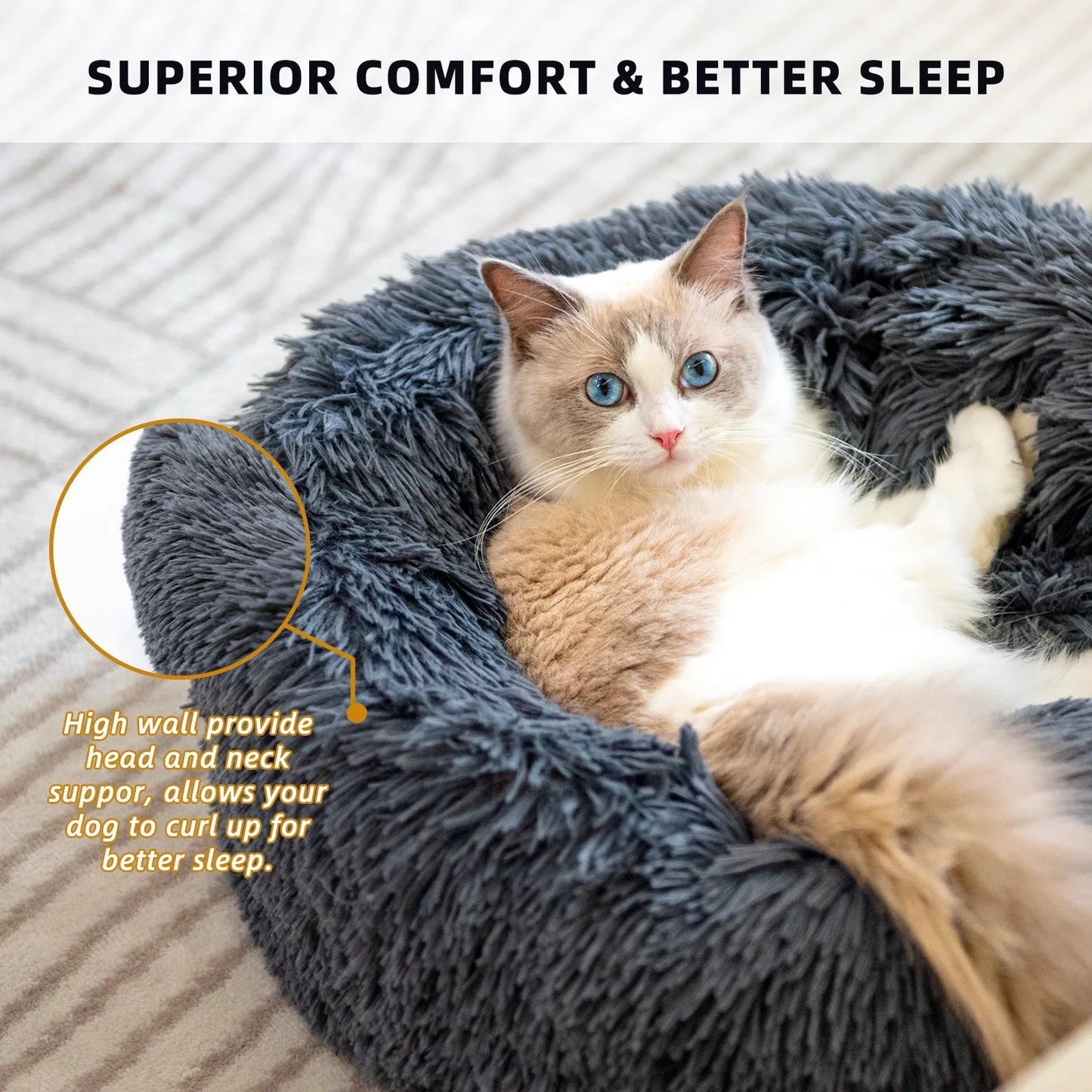 Estely - Cozy Round Plush Pet Bed for Small Dogs and Cats Soft Mat - 0
