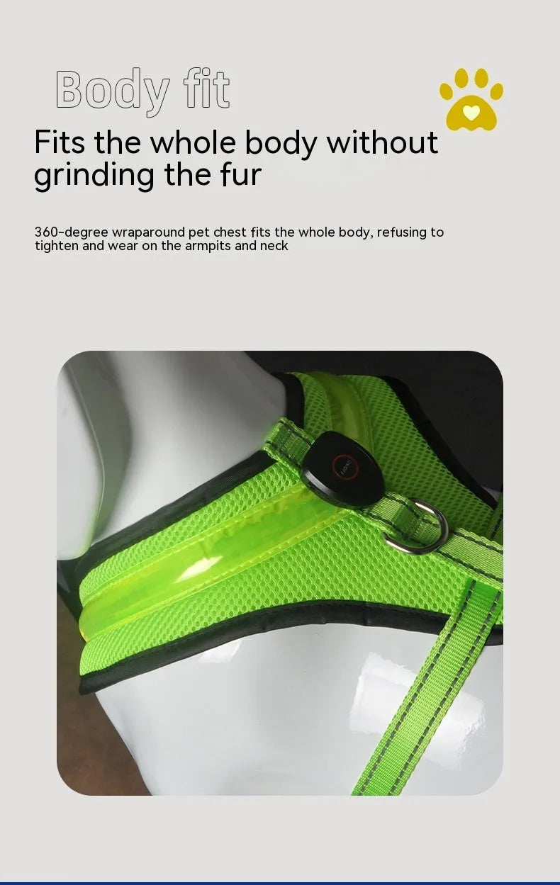 Estely - LED USB Rechargeable Reflective Safety Dog Harness for Pets - Dog Harnesses