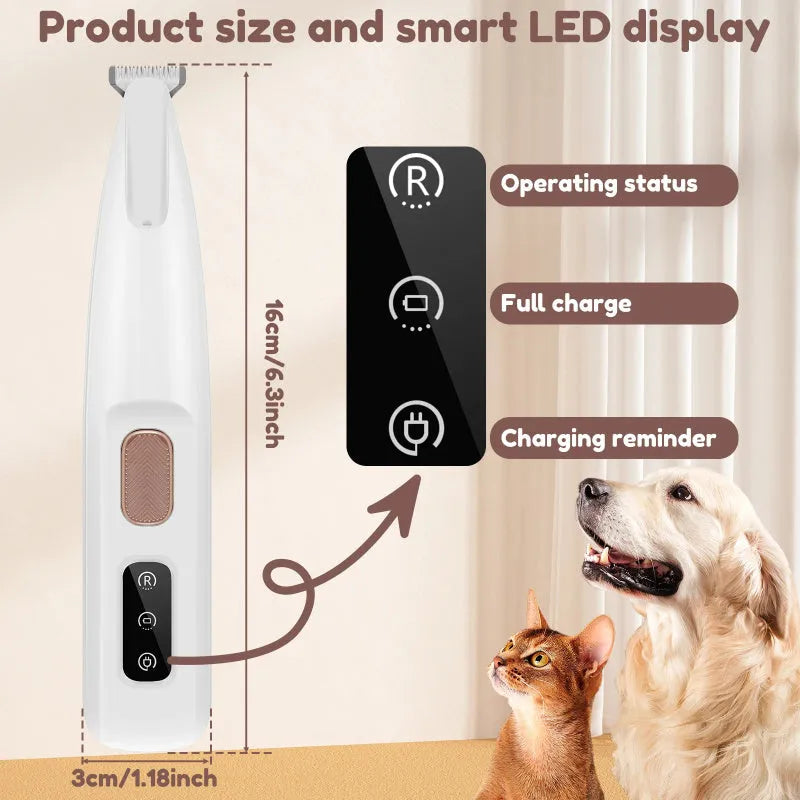 Estely - Pets Waterproof Dog Paw Trimmer with LED Light and Display - Dog Grooming Tools