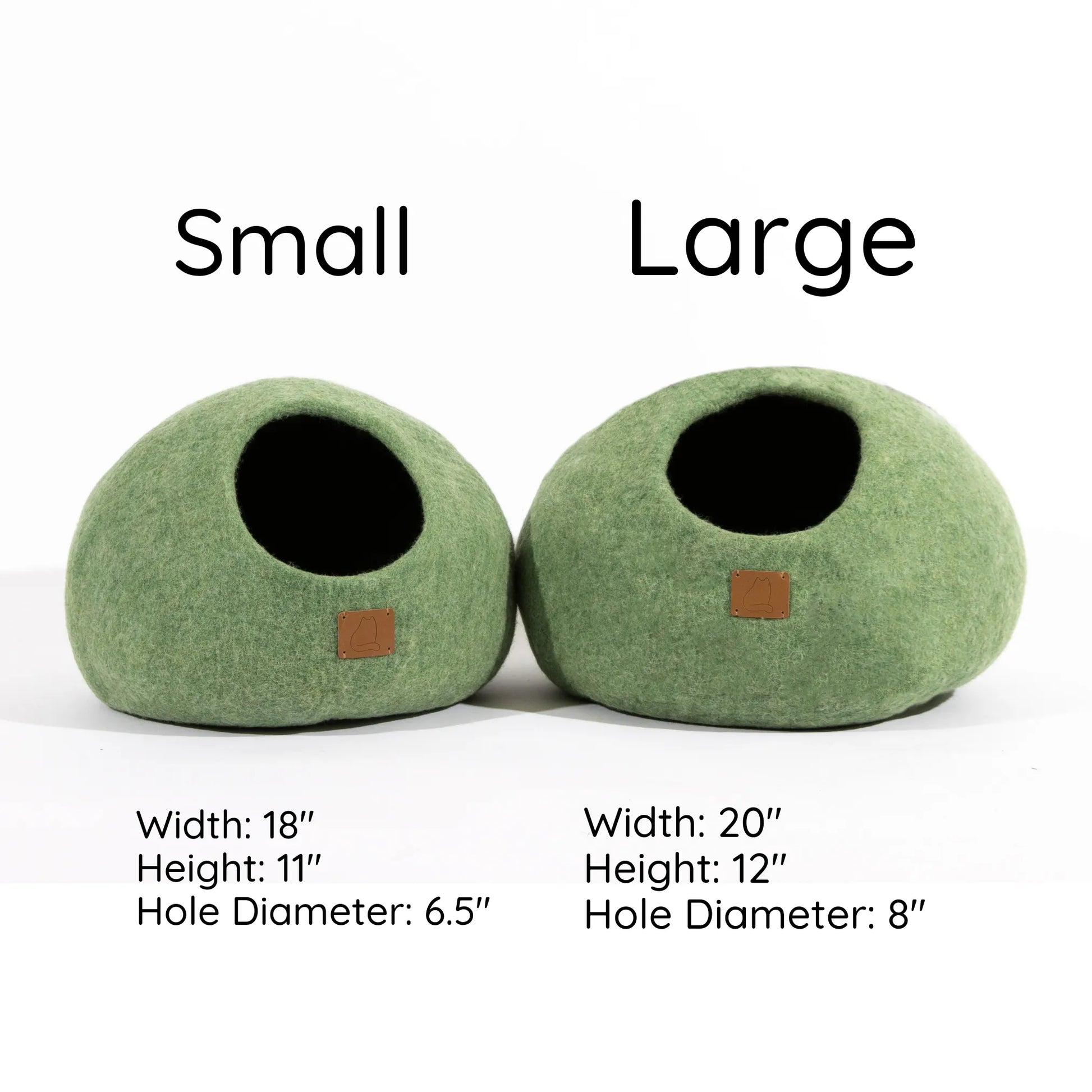 Eucalyptus Green round cat cave by The Family Pet, available in Regular and Large sizes, perfect for cozy feline retreats.