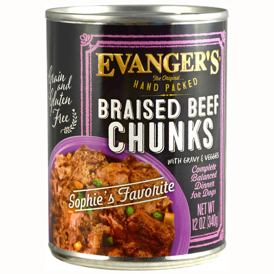 Wet Dog Food Braised Beef Gravy 12 Oz Evanger's ✅