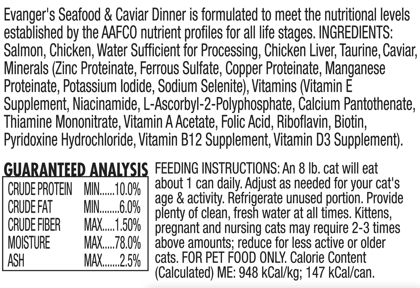 Wet Cat Food - Evanger's Seafood Caviar Premium 5.5oz 🐟