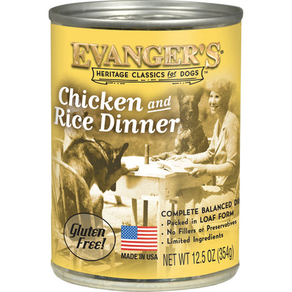 Evanger's Classic All Life Stages Chicken & Rice Wet Dog Can