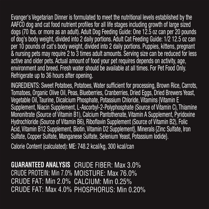 Evanger's Complements Grain Free All Life Stages Vegetarian