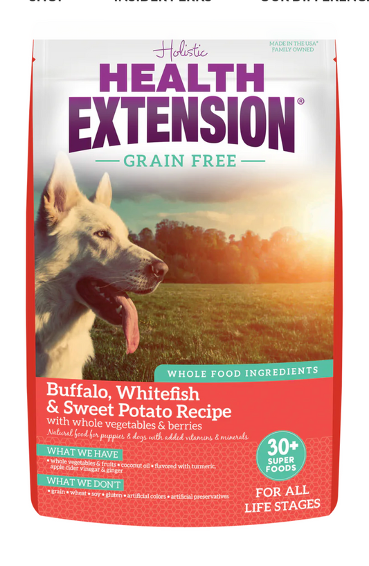 Health Extension Grain Free Buffalo Dog Food with Whole Ingredients for All Life Stages