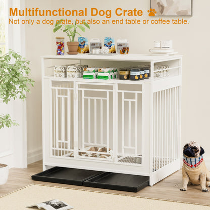 43.3 Inch Wooden Dog Crate Furniture With Divider And