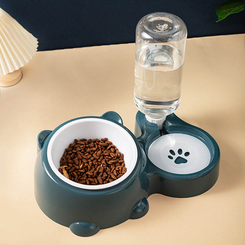 Cat Food And Water Bowl Set - 16 Degree Tilted Dog Dish With