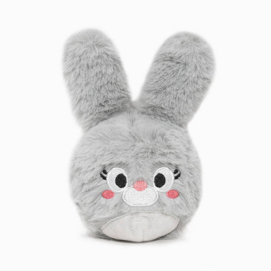 Farm Friendz Super Ball Grey Bunny Plush Dog Toy