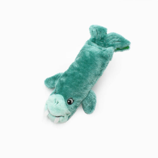 Bottle Crusherz Teal Walrus Plush Dog Toy