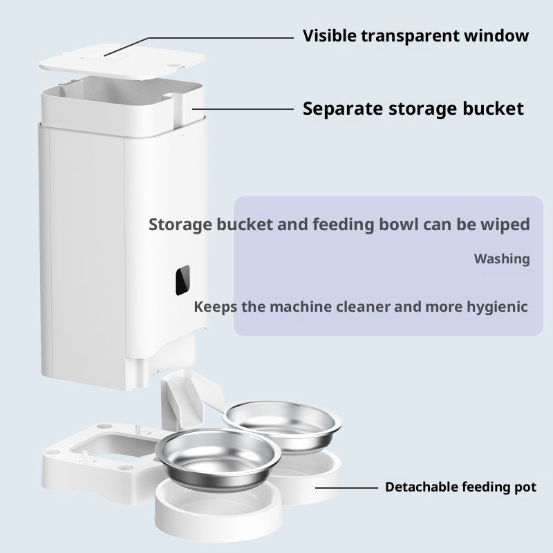 B58 Smart Automatic Pet Feeder with Timed Feeding & 3 Stainless Steel Bowls