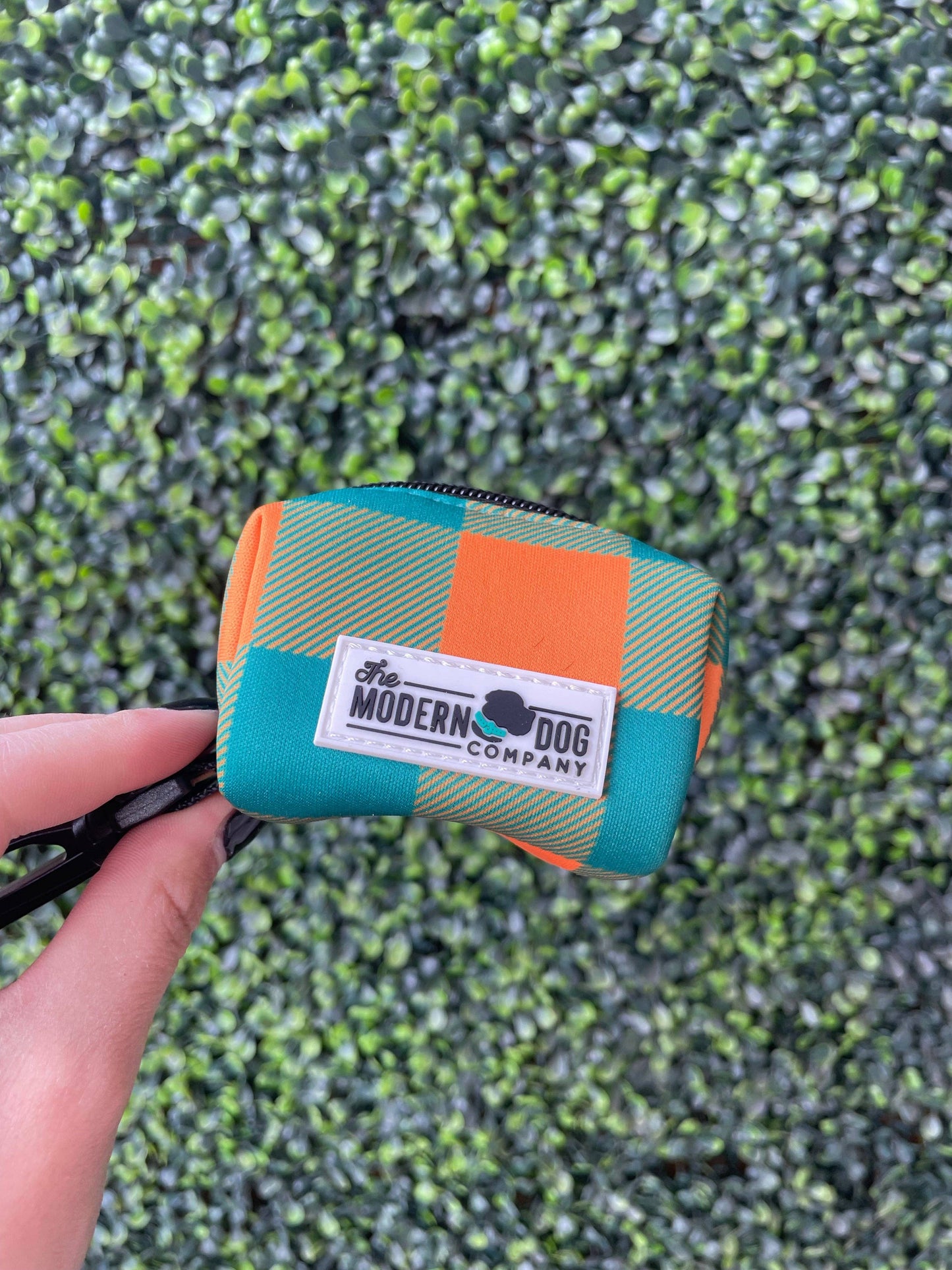 Dog Poop Bag Holder Plaid Camping Neoprene Clip