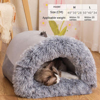 Long Fur Winter Warm Pet Cave Bed