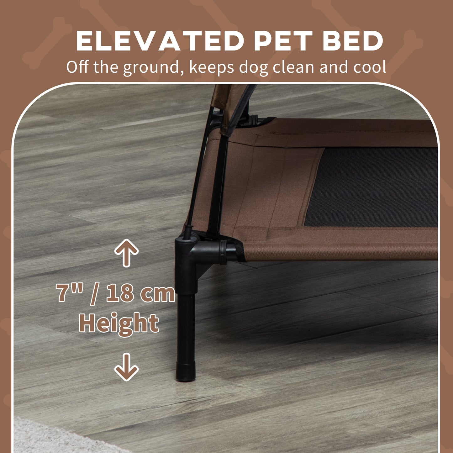 36" Elevated Outdoor Dog Bed with Canopy - Coffee
