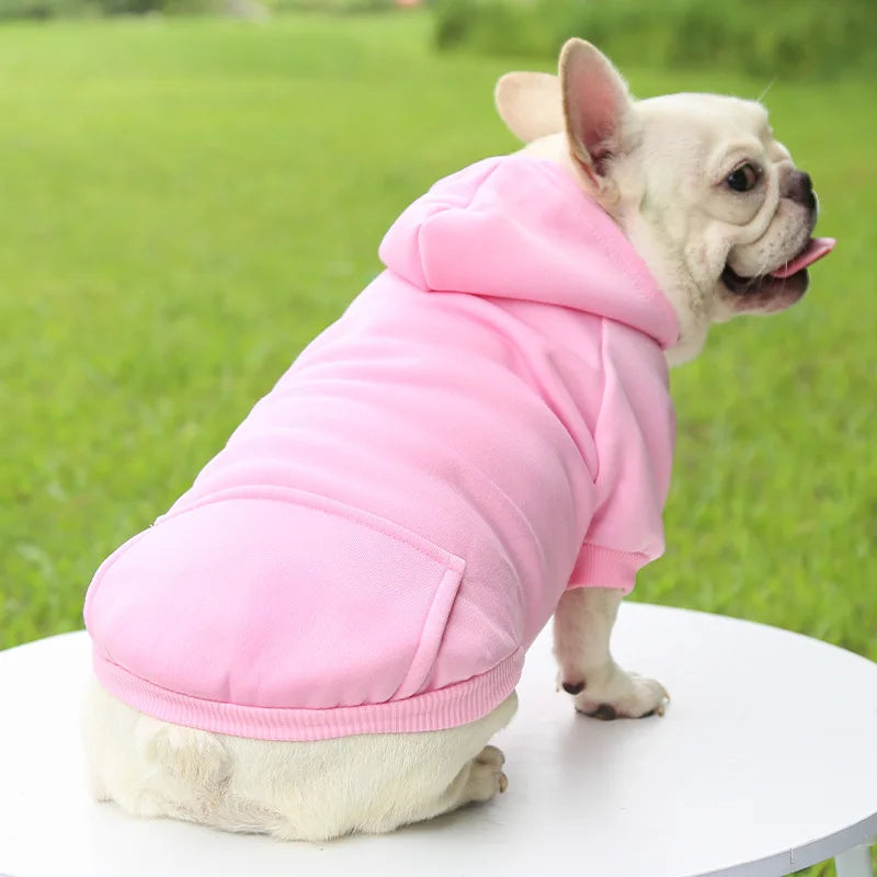 Dog Hoodies for Small Dogs, Spring Autumn Clothes Solid Color Sweatshirts with Pocket Pet Pullover Coat Puppy Cat Sport Costume