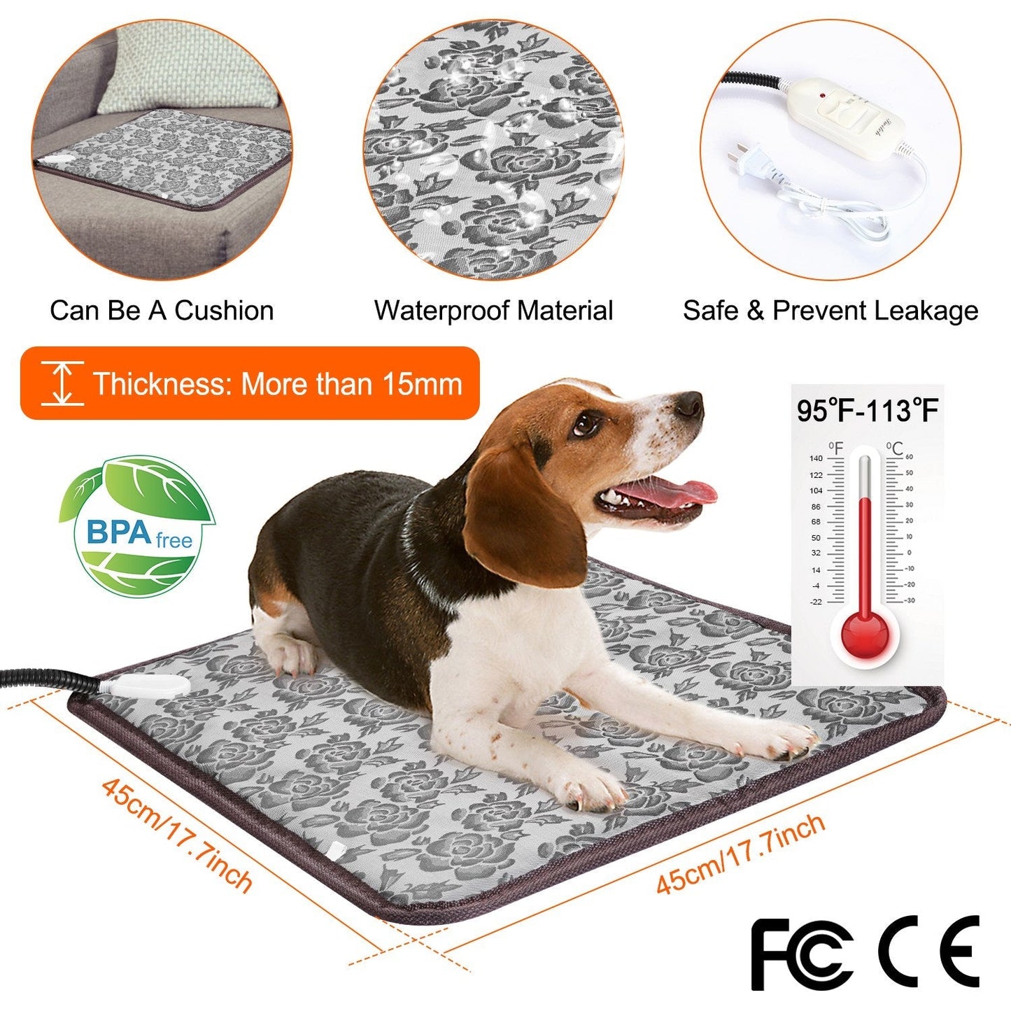 Pet Heating Pad Dog Cat Electric Heating Mat Waterproof