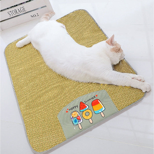 Premium Large Cooling Rattan Pet Mat with Supportive Sponge