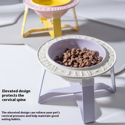 UFO Ceramic Cat Bowl Dog Bowl Rack Neck Protection