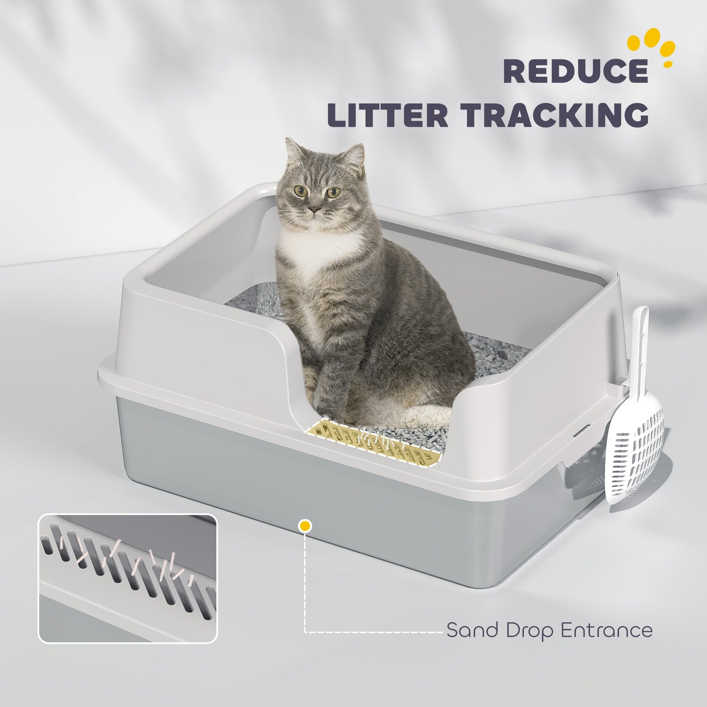 Stainless Steel Cat Litter Box - High-Sided Anti-Leak Pan
