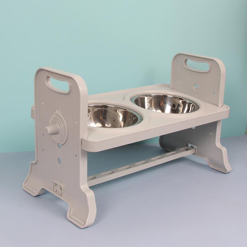 Pet Dining-table Ceramic Stainless Steel Double Bowl Height