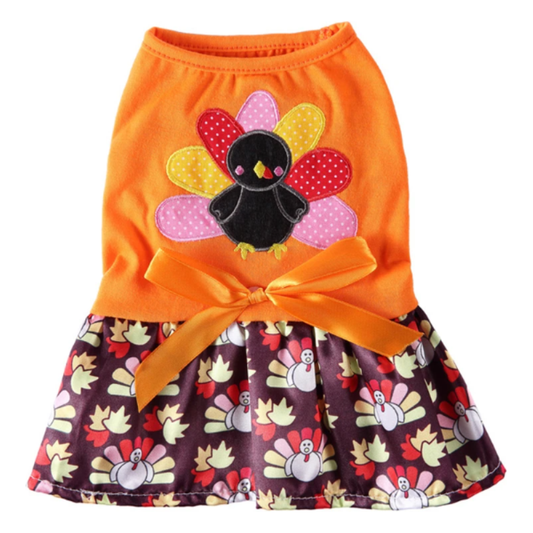 Fall Turkey Bow Dog Dress