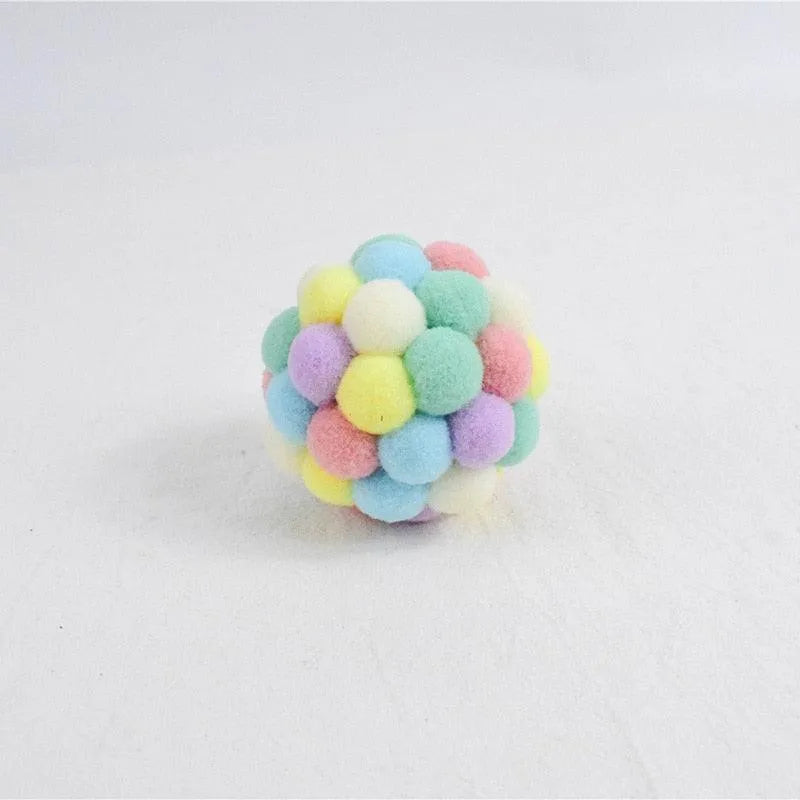 Stevvex Fashion New Plush Pet Toy, multicolor interactive toy balls for cats and dogs, available in 4CM, 6CM, and 7CM sizes.