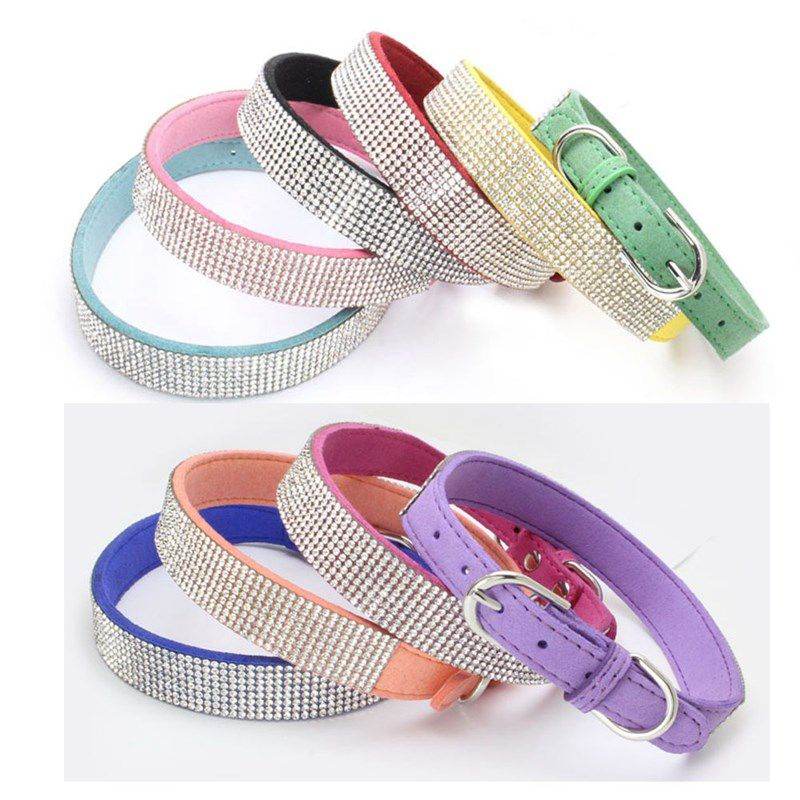 Fashionable dog collars for small dogs in various colors with rhinestone embellishments by Purrfect Pet Kingdom