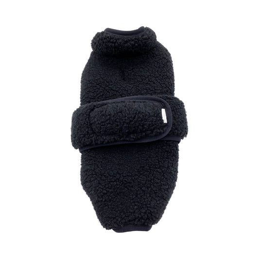 BESPOKE PAWS faux shearling dog vest in black with adjustable straps for warmth and comfort