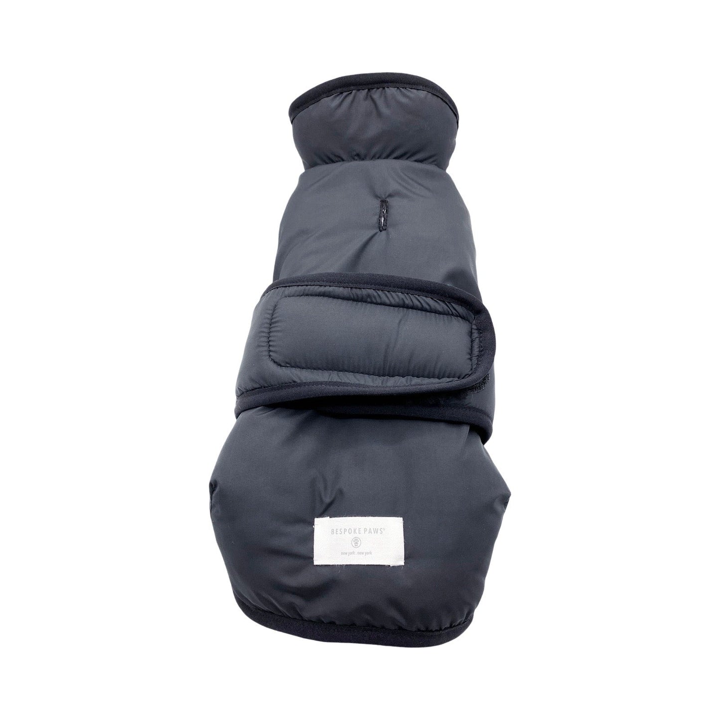 BESPOKE PAWS faux shearling dog vest in dark gray with adjustable straps for warmth and comfort