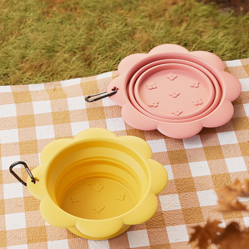 Pet Flower Folding Bowl Silicone Outdoor Portable Drinking