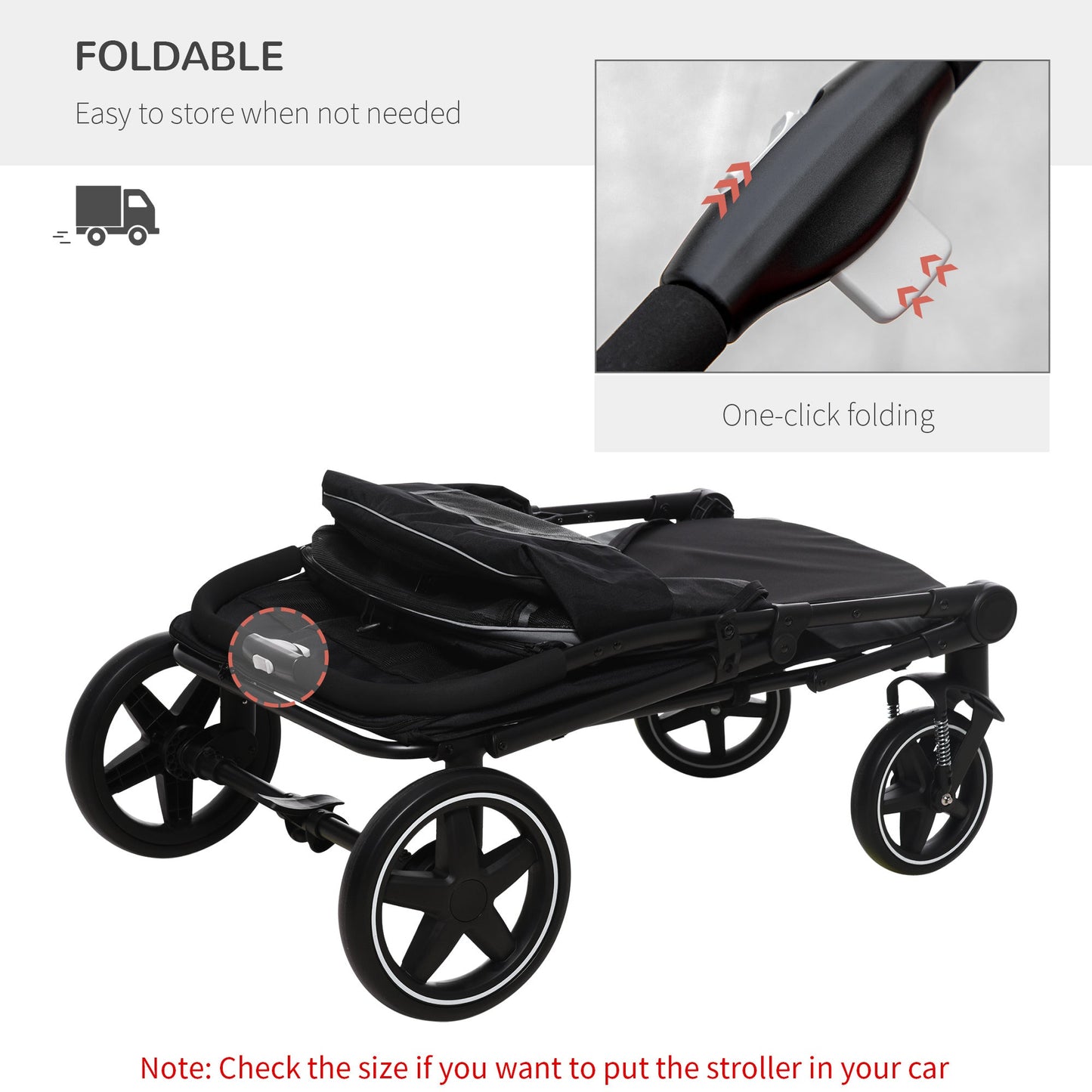 Pet Stroller - PawHut Foldable Carrier for Large Dogs